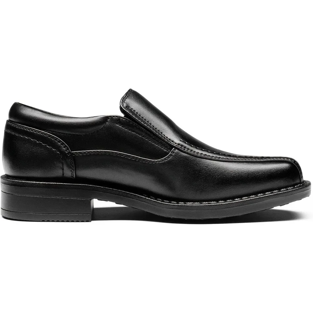 Bruno Marc Toddler Boys Size 10 Black Faux Leather Slide On Dress Loafer Shoes